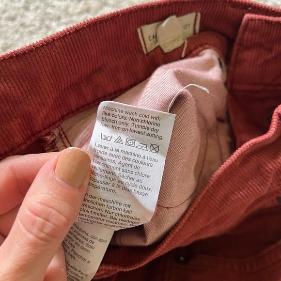 Madewell Cali Demi Boot Red Cropped Corduroy Pants Jeans Size 23 Button Front - Picture 5 of 11